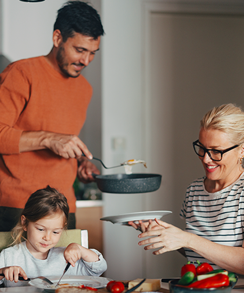 A family at breakfast