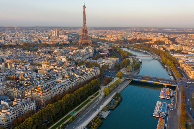 Aerial Sunrise Paris Eiffel Tower and Seine River- GettyImages.jpg