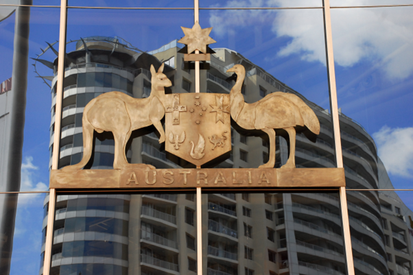 The Australian coat of arms as seen on building exterior.png