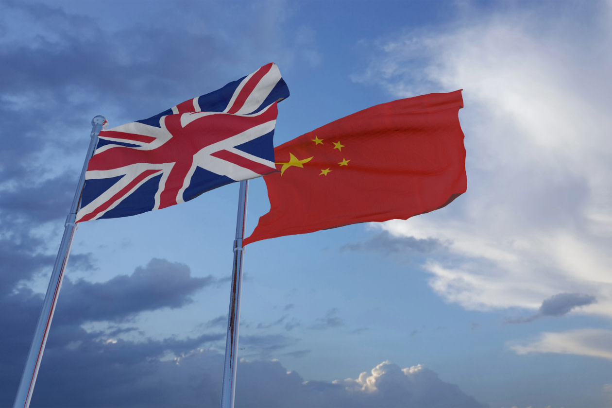 United Kingdom, Great Britain and China National Flags