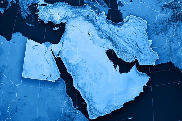 Map of the Middle East blue