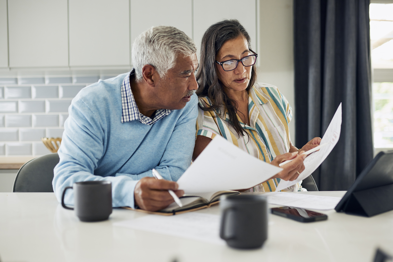 Older couple going through their finances