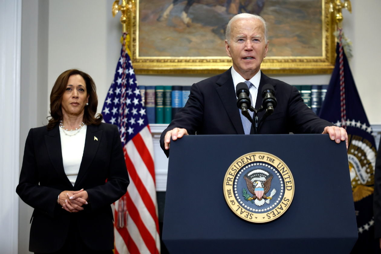 Biden joined by Vice President Kamala Harris (Photo by Kevin Dietsch, Getty Images)