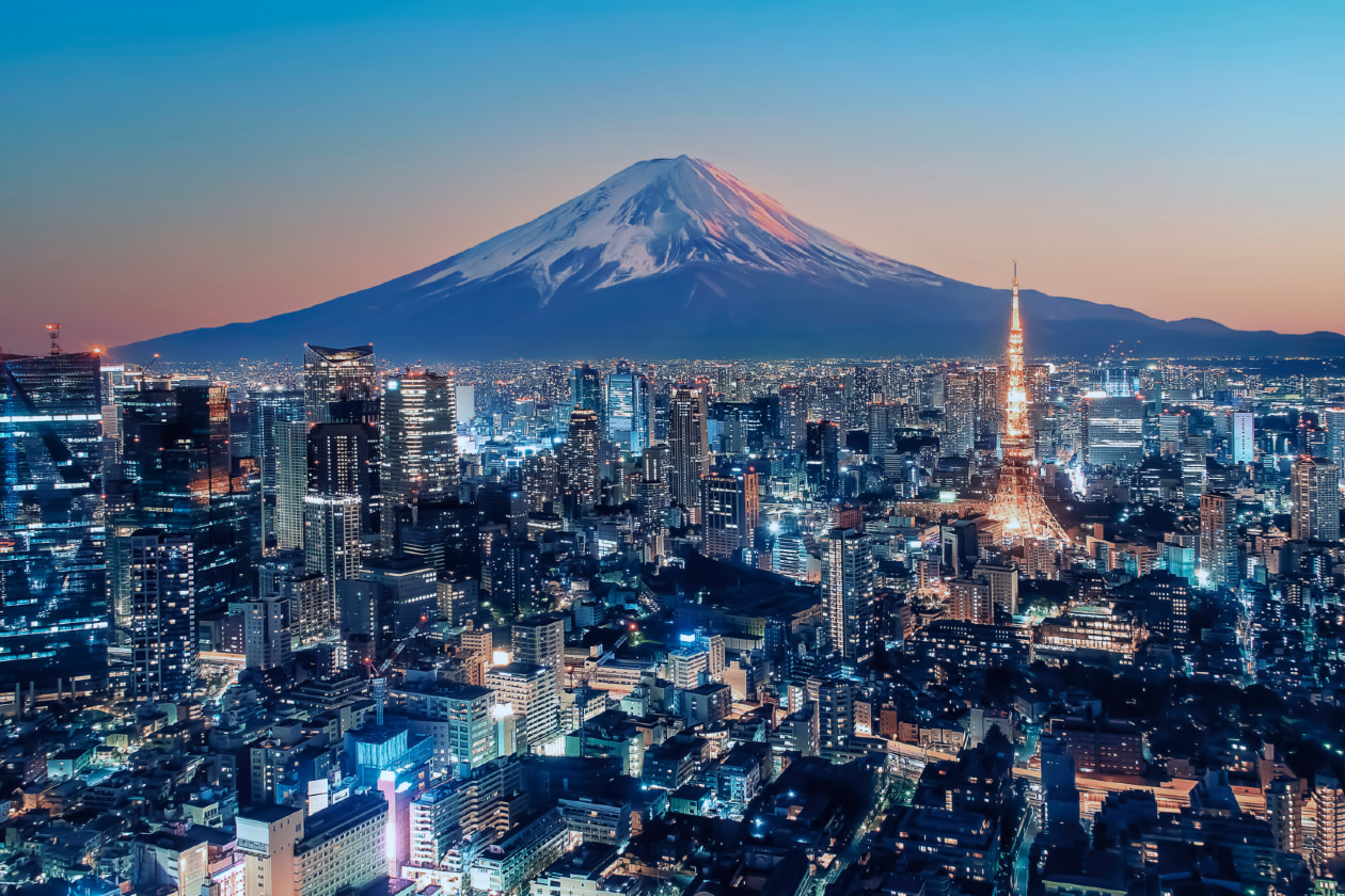 Tokyo in Japan illuminated at sunset.jpg