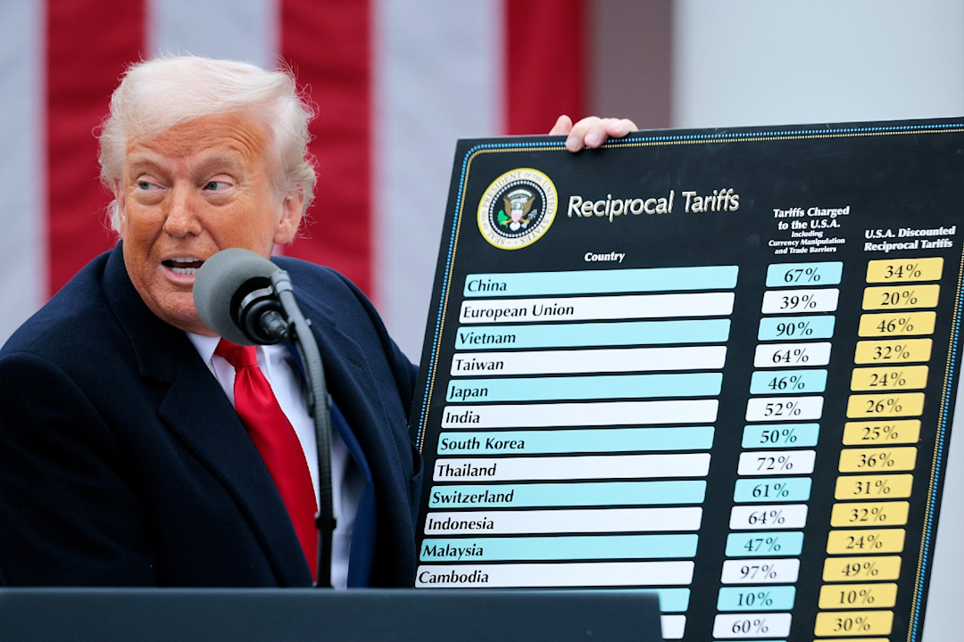 President Trump holding up a poster of different tariff rates during his Liberation Day event.jpg