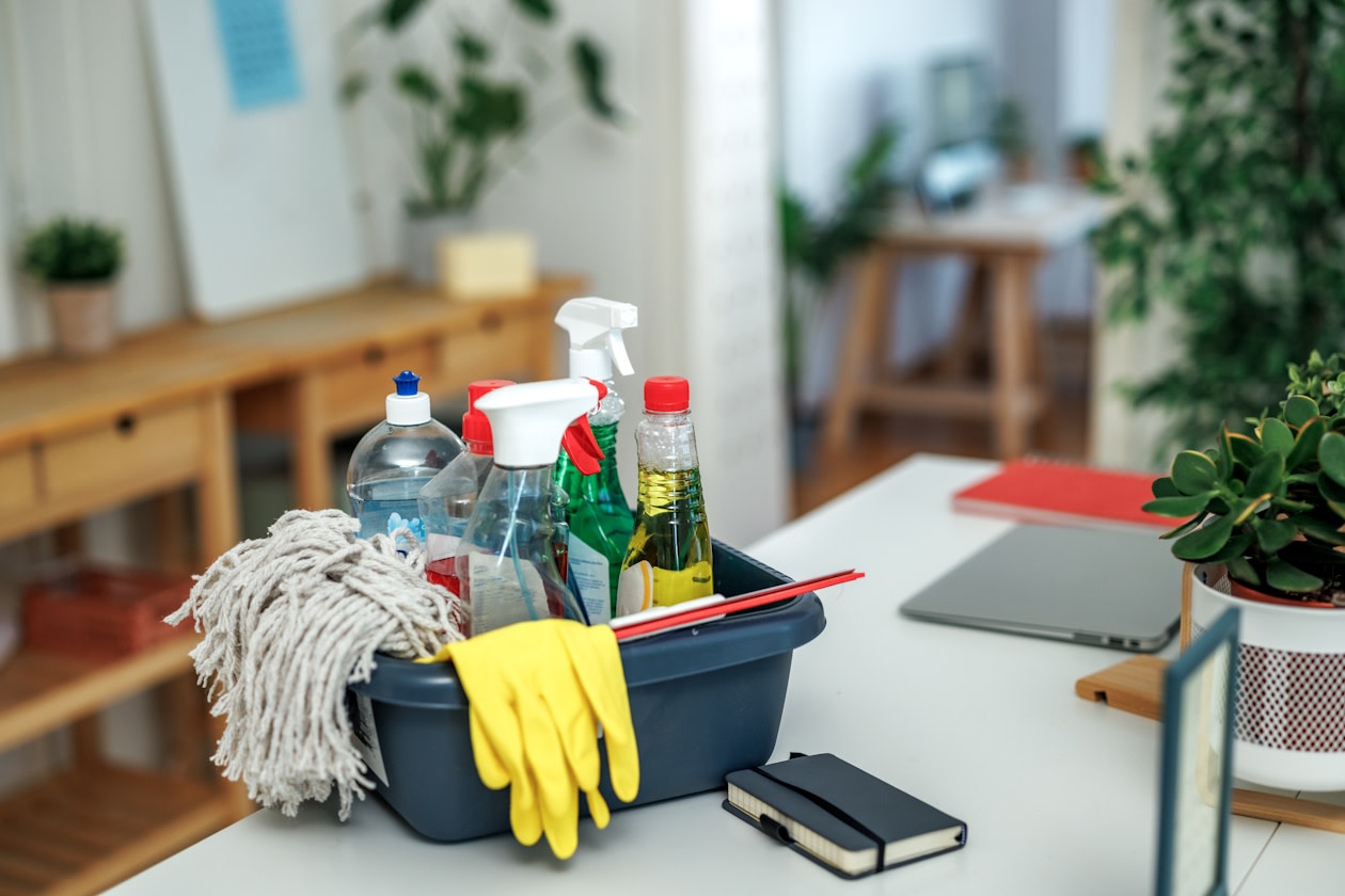 Reckitt - cleaning supplies sitting on a table.jpg