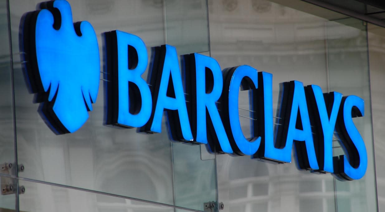 Barclays logo on the side of a building